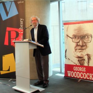 Tom Wayman receiving 2022 George Woodcock Award